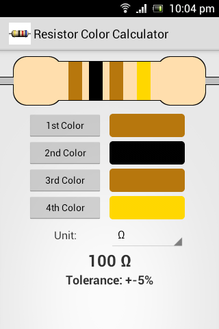 Android application Resistor Color Calculator screenshort