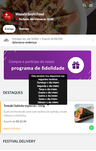 Wasabi Sushi Food Delivery Screen 3