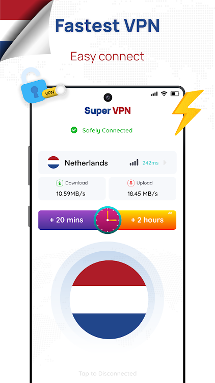 Netherlands VPN: Get NL IP - New - (Android)