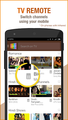 Android application Sensy India TV Guide & Remote screenshort