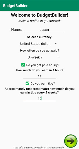 Android application BudgetBuilder screenshort