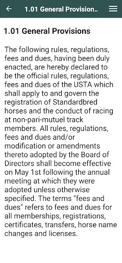 U.S. Trotting Rule Book Screen 2