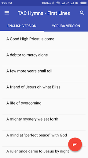 Android application TAC Hymns screenshort