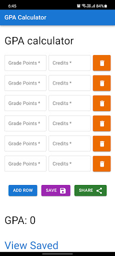 Android application CGPA and SGPA Calculator screenshort