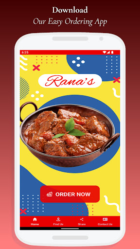 Android application Ranas Tandoori Restaurant screenshort