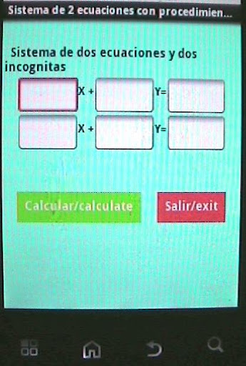 Android application Sistema de dos ecuaciones con screenshort