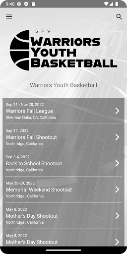 Android application Warriors Youth Basketball screenshort
