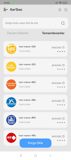 Android application KarGoo - Kargo Takip screenshort