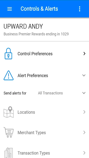 Upward CardControls Screen 3