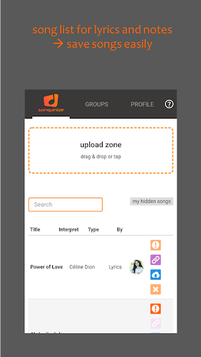 songanize Screen 2