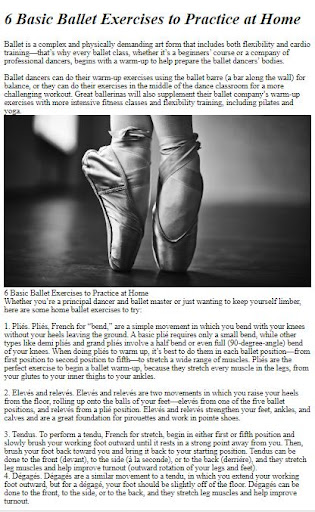 Android application Ballet Dancing Exercises Tips screenshort