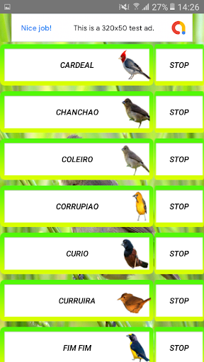 Android application Call Birds screenshort