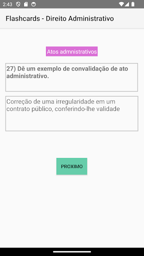Android application Flashcard(Dir. administrativo) screenshort