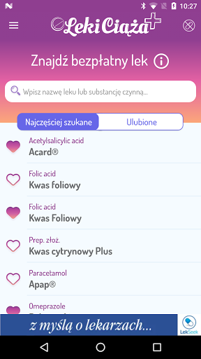 Android application Leki Ciąża Plus screenshort