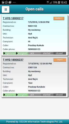 JRONE Lifts-Real Time Service Screen 2
