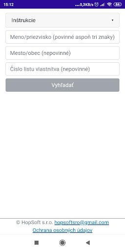 Android application Vlastním pozemok screenshort
