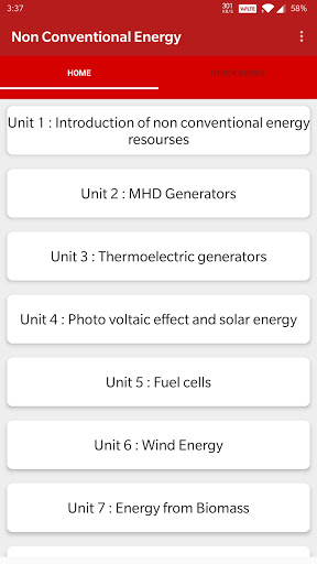 Android application Non Conventional Energy screenshort