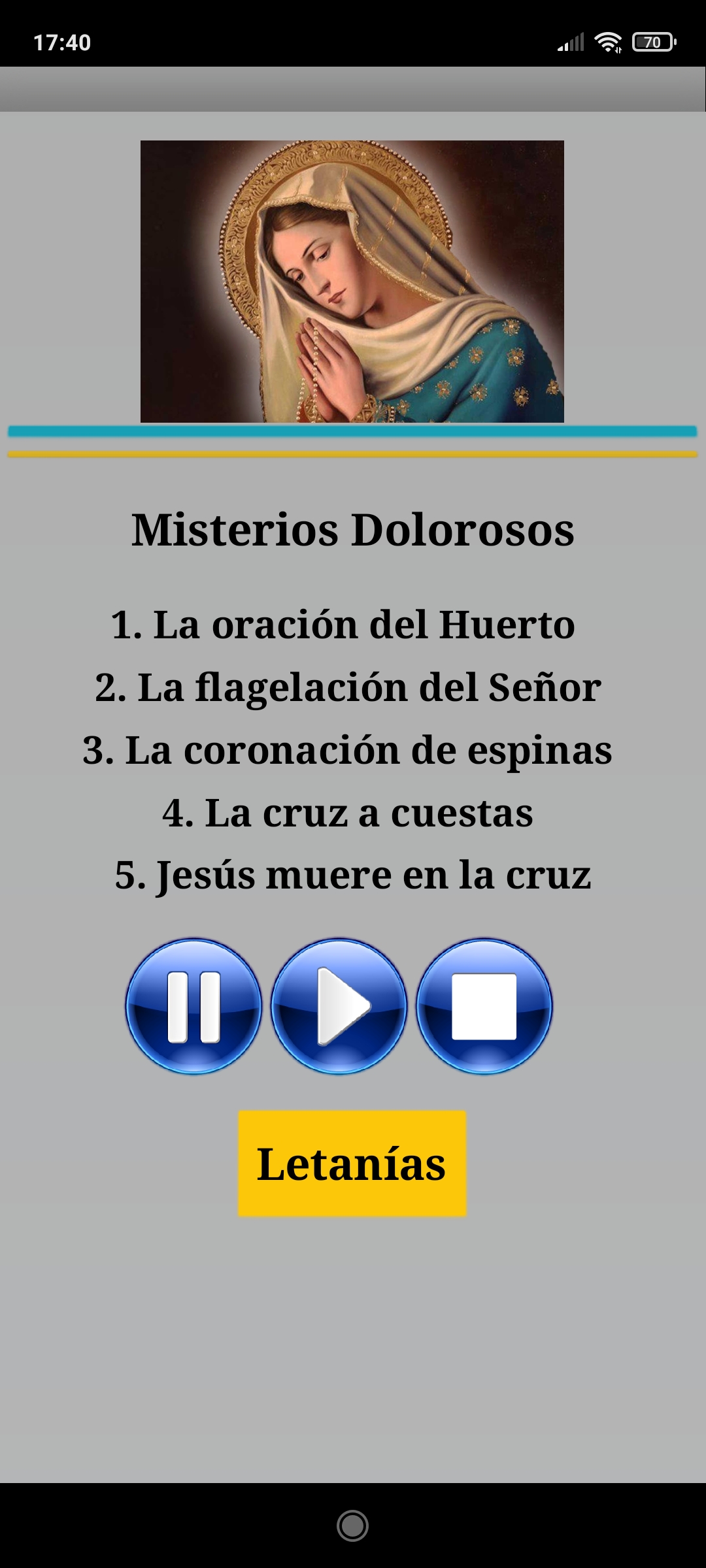 Android application Audio Santo Rosario screenshort