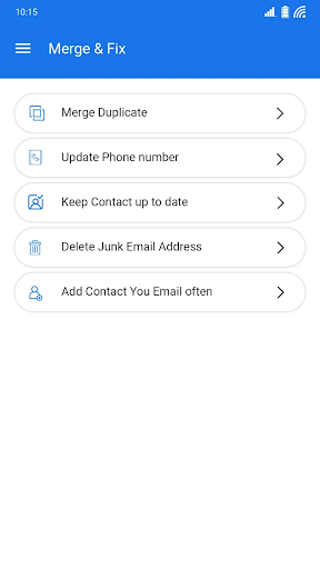 Screenshot of Contacts app for Android