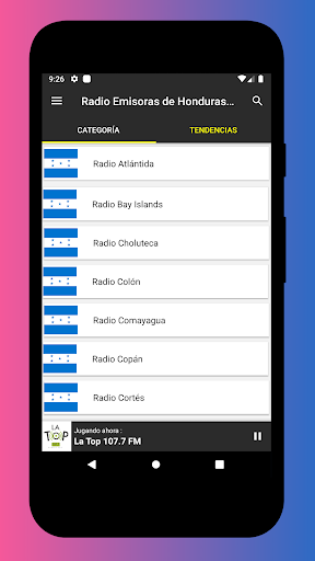 Android application Radio Honduras FM AM - Online screenshort