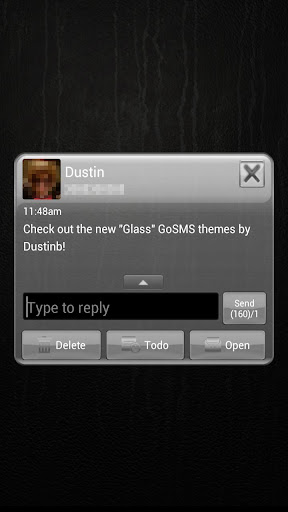 GoSMS Pro Theme Gunmetal Glass Screen 3