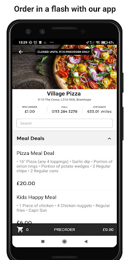 Android application Village Pizza screenshort