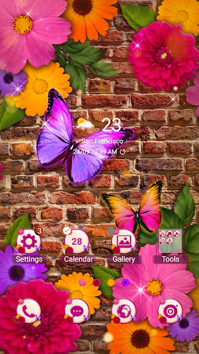 Android application Flowers on the Brick-Wallpaper screenshort