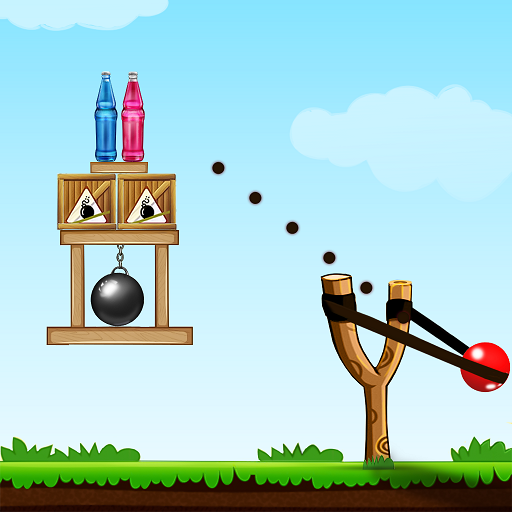 Logo bottle shooter slingshot game