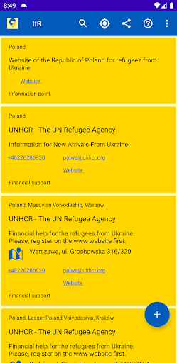 Android application IfR - Info for Refugees screenshort