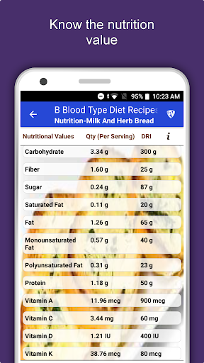 Screenshot of B Blood Type Recipes Diet Plan