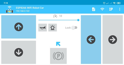 Android application ESP8266 WiFi Robot Car screenshort