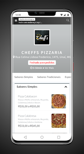 Android application Cheffs Pizzaria screenshort