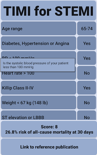 TIMI score for STEMI Screen 2