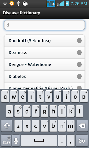 Disease dictionary Screen 2