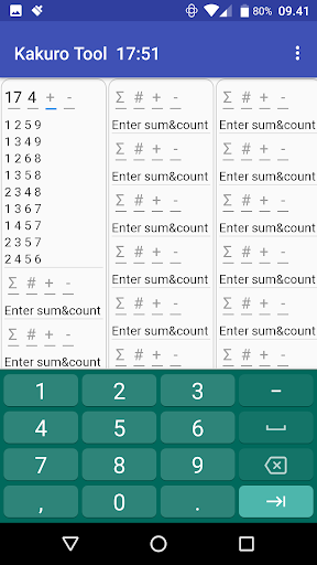Android application Kakuro Tool screenshort