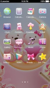 Cute Bear love honey with Pink hearts DIY Theme For PC installation