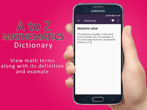 Mathematics Dictionary Screen 2
