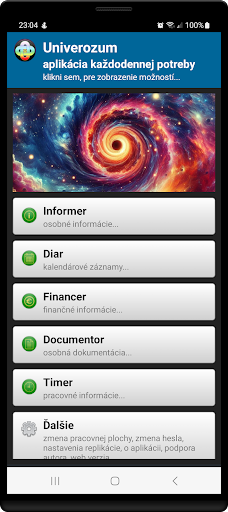 Android application Univerozum screenshort