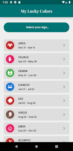 Android application My Lucky Colors screenshort