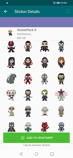 Android application Chibi Superhero WAStickers screenshort