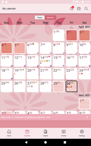 Screenshot of WomanLog Period Calendar