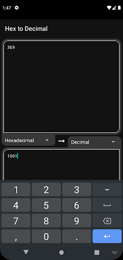 Android application Hex to Decimal screenshort
