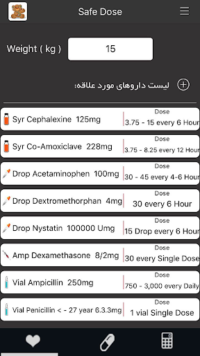 Safe Dose ( دوز ایمن دارو ها) Screen 2