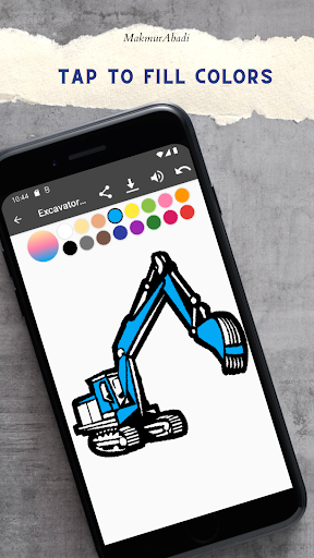Excavator Coloring Book Screen 3