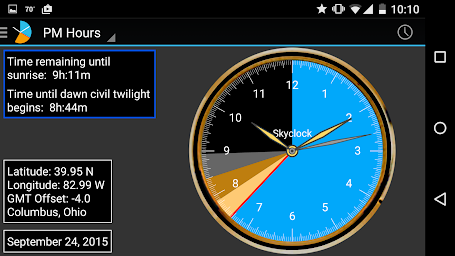 Skyclock - know sunrise/sunset