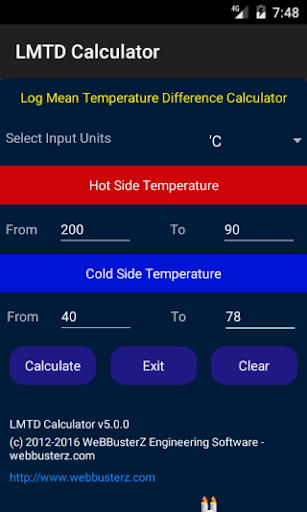 Android application LMTD Calculator screenshort