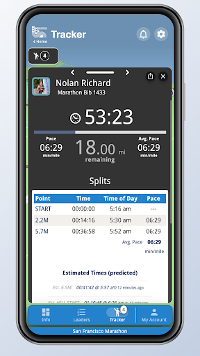 San Francisco Marathon Tracker Screen 3