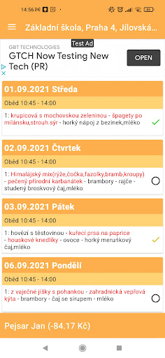 Jídelna.cz pro MŠ, ZŠ, SŠ... Screen 2