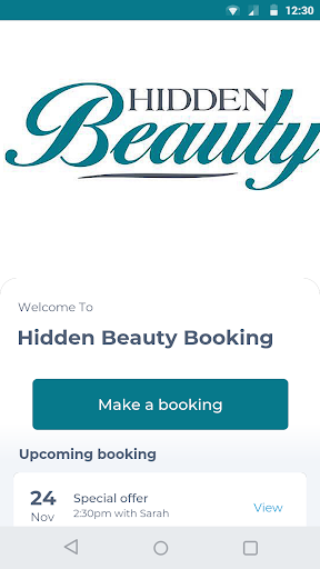 Android application Hidden Beauty Booking screenshort