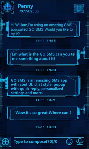 GO SMS FUTURETECHNOLOGY THEME Screen 3